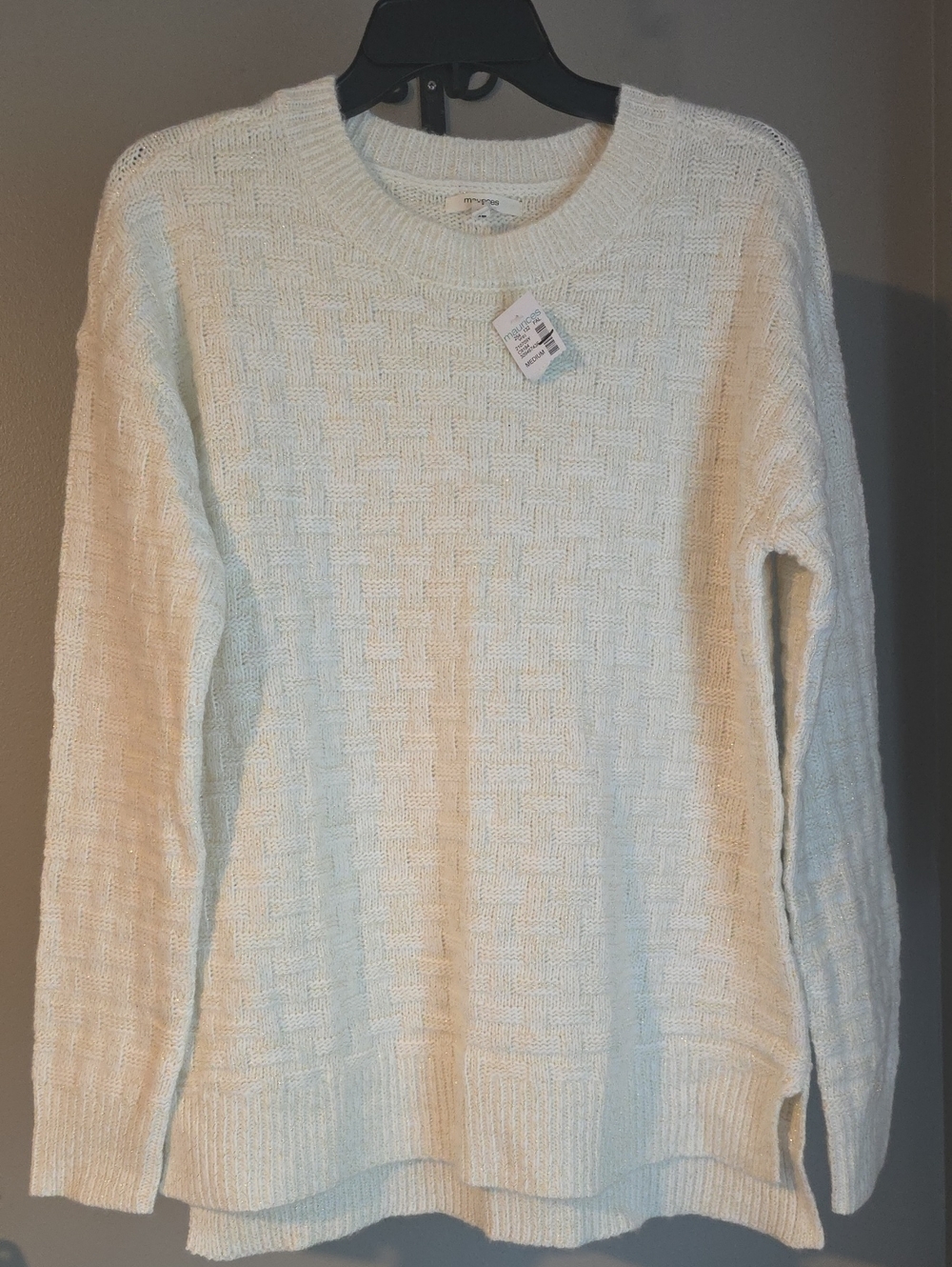 Maurices Off-White Textured Crewneck Sweater Size M NWT